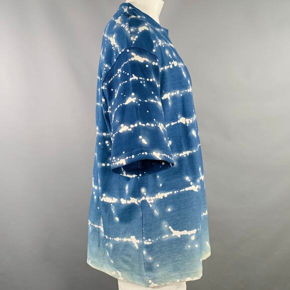 JIL SANDER Size XL City Lights Blue White Abstract Cotton Crew Neck T-shirt - Picture 2 of 8